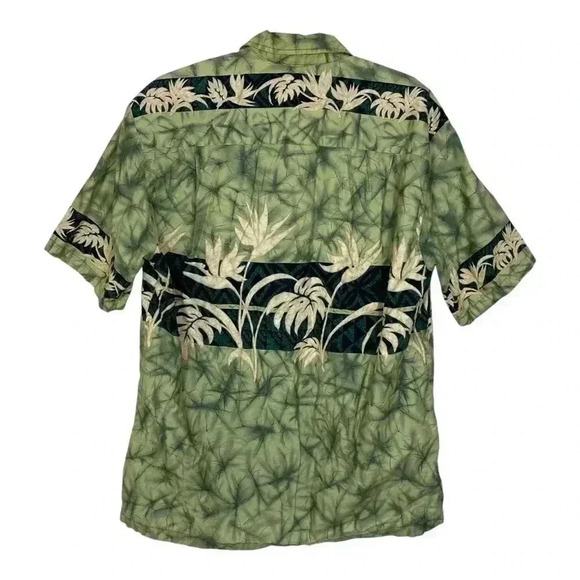 Winnie Fashion Local Bird of Paradise Green Cotton Hawaiian Shirt made in Hawaii - Picture 2 of 3